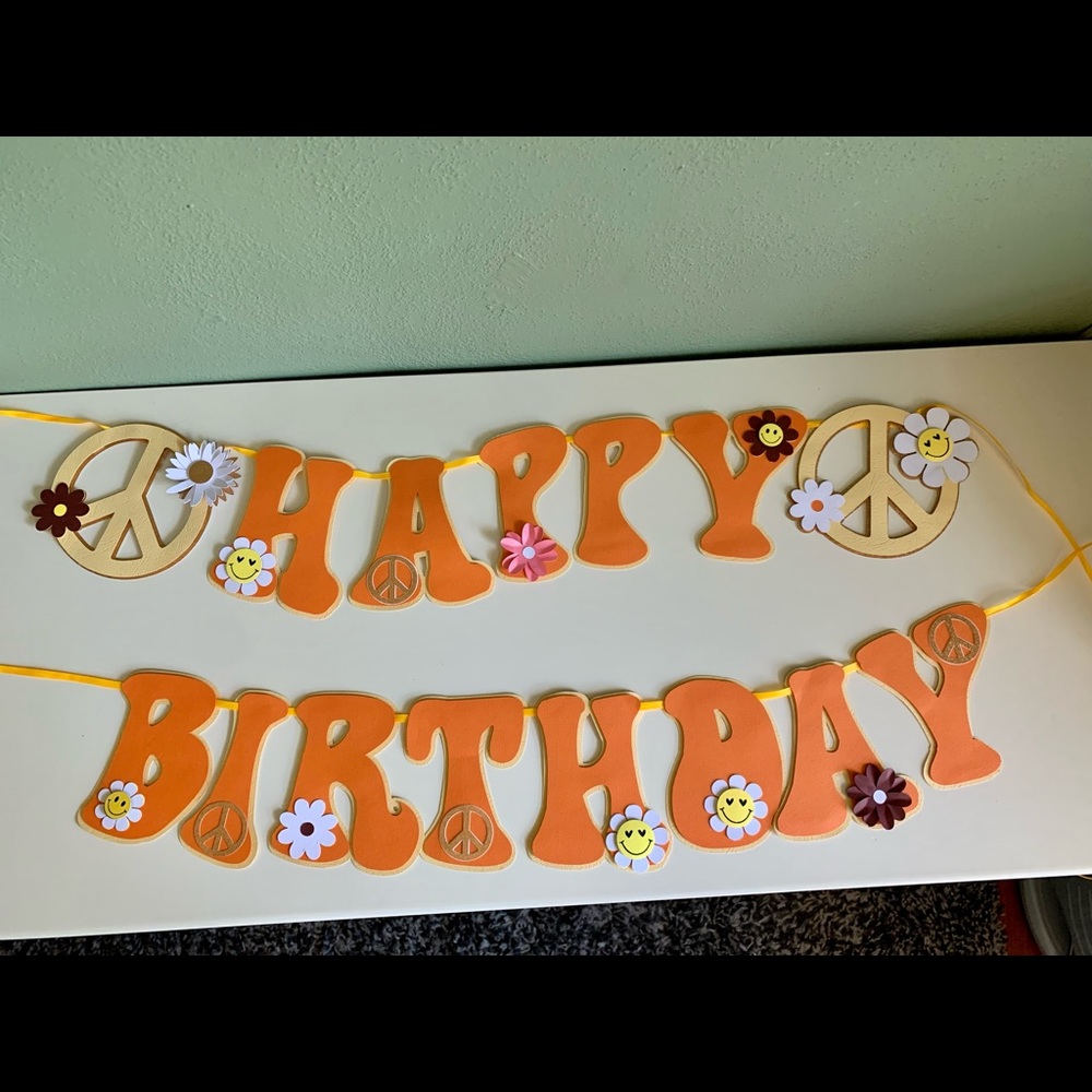Groovy Happy Birthday banner